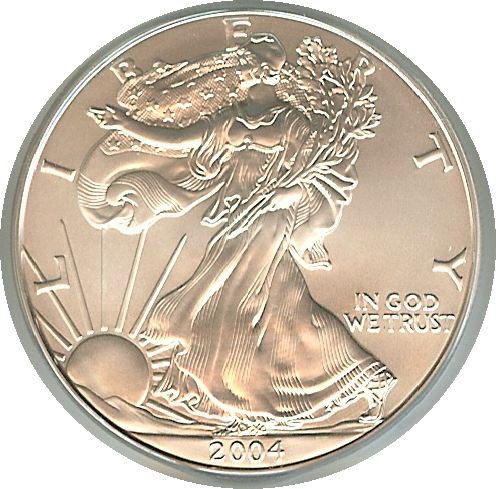 US Dollars: Silver Eagle: 2004_MS70, NCG, SilverEagle_205